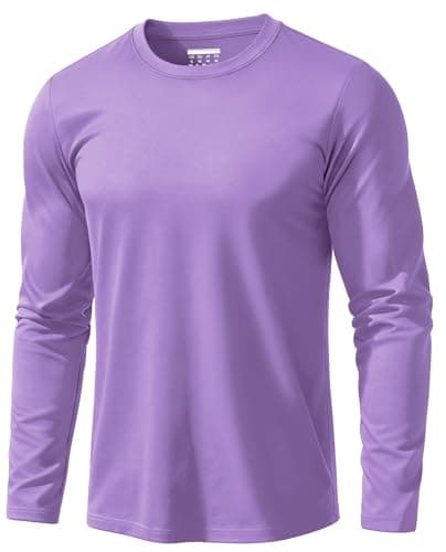 Image of EKLENTSON Crewneck T Shirts Men Long Sleeve Casual T-Shirts Cotton Solid Color Winter Breathable Work Tops Purple,L