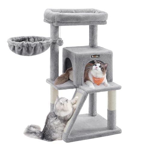 Image of Feandrea Cat Tree Tower, Widened Perch for Large Cats, Light Grey PCT51WV1