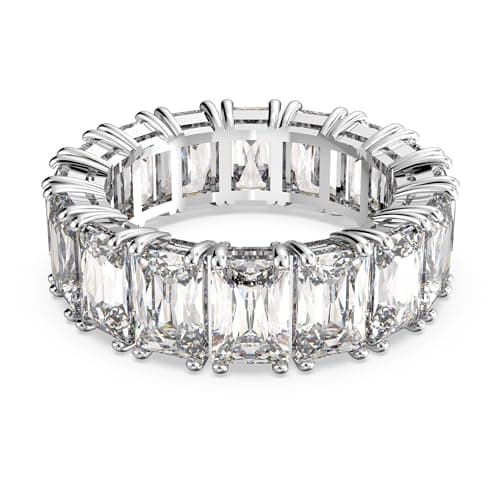 Image of Swarovski Vittore ring, Rectangular cut, White, Rhodium plated