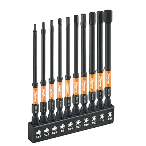 Image of toolant Impact Hex Head Allen Wrench Drill Bit Set 10pcs (SAE), 1/4" Hex-Shank S2 Steel Hex Bits Set, CNC Machined Tips with Magnetism, 4" Long with Storage Box