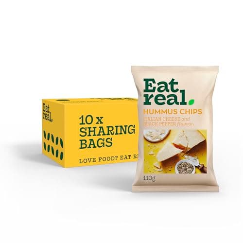Image of Eat Real Hummus Crisps Italian Cheese & Black Pepper 10 X 110g, Chip Snacks