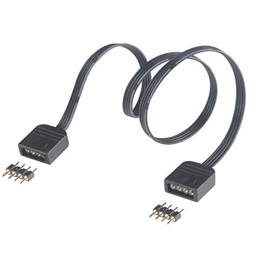 Image of Akasa RGB LED Strip Light Extension Cable | 4-pin RGB Female to Female Connectors | Included 4 Pin Male-to-Male Plug | 30cm | AK-CBLD06-30BK