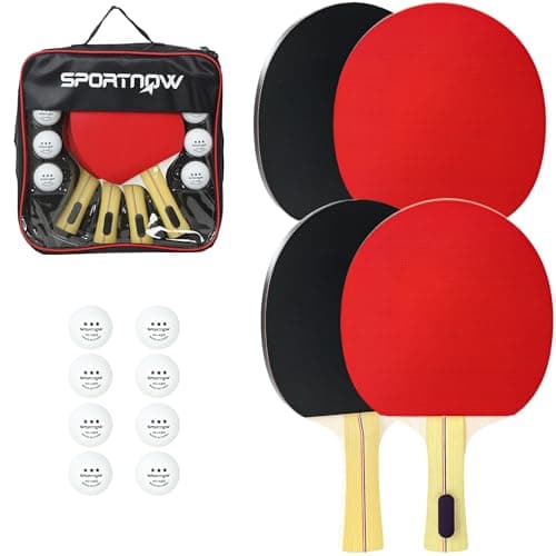 Image of SPORTNOW Table Tennis Rackets, Portable Table Tennis Set with 8 Balls, Storage Case, for Indoor/Outdoor Games