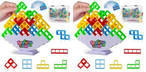 Image of Anpole Balance and Play - Tetra Tower Stacking Blocks Game, Fun and Educational Entertainment for Kids, Board Games for Family, Parties, Travel Building Blocks (48 PCS) (Pack of 2)