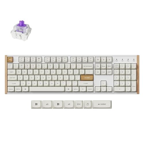 Image of Keychron K10 HE Rapid Trigger ANSI Custom Mechanical Keyboard, QMK Bluetooth Wireless Gaming Keyboard with Hot-Swap Gateron Double Rail Magnetic Switch, RGB Backlit for Mac Windows, Wood Frame- White