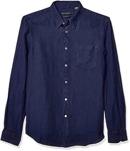 Image of French Connection Long Sleeve Printed Regular Fit Button Down Shirt, Utility Blue, S