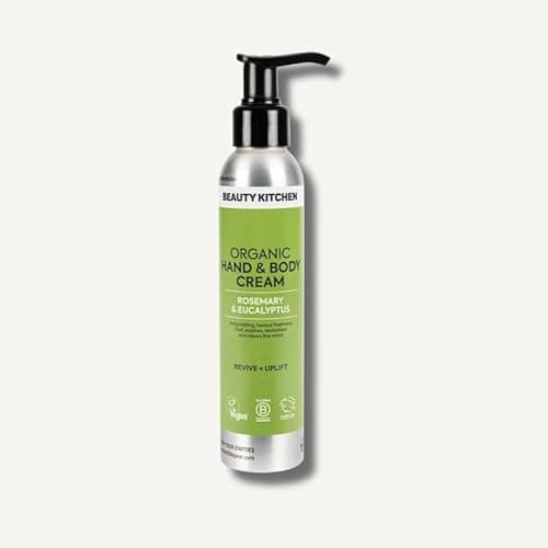 Image of Beauty Kitchen - Organic Hand and Body Cream - Rosemary Essential Oil and Eucalyptus Essential Oil for Deep Hydration and Uplifting Daily Moisture - Vegan and Natural Skincare - 150ml