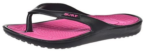 Image of Ladies Surf Toe Post Flip Flop Black Fuschia UK4