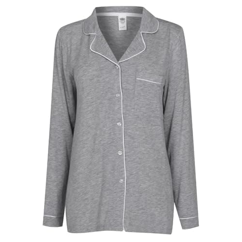 Image of Chelsea Peers Womens Button Up Pyjama Set Grey 16