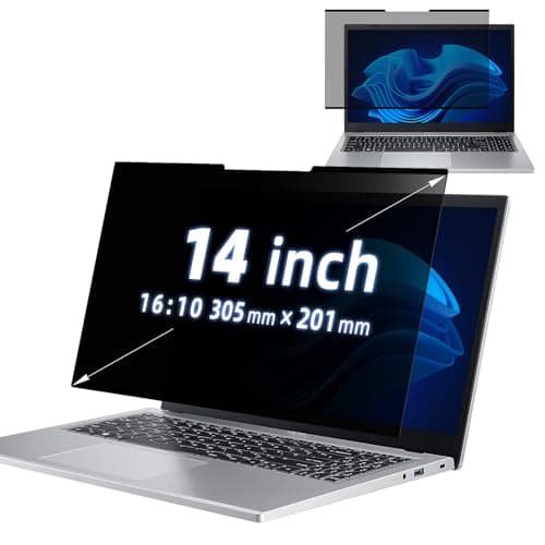 Image of MokaZii Nano adsorption Laptop Privacy Screen 14 inch 16:10 Aspect for Dell/HP/Acer/Lenovo/ThinkPad/Samsung/Asus/Sony, Removable Anti Spy Anti Blue Light Glare Privacy Filter (305×201mm)