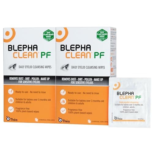 Image of Blephaclean PF Daily Eyelid Wipes x 40 - Gentle Cleansing for the eyelids and skin around the eyes | Suitable for Babies (over 3 months old), children & adults |40 Sterile Plastic-Free Wipes x 2 packs