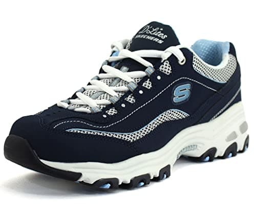 Image of Skechers Women's D'lites biggest Fan Fashion Sneaker, Navy and White, 5 UK Wide
