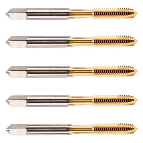 Image of 5 Pack - M5 x 0.8 Spiral Point Tap HSS M2 Titanium (TiN) Coated 5mm Thread. Metric Hand/Machine Screw Tap Metric Coarse. for Tapping Through Holes