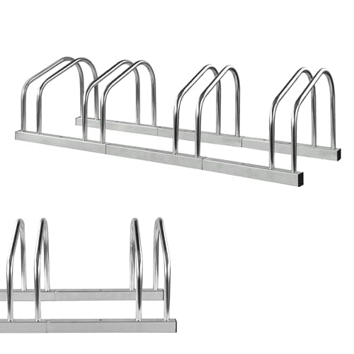 Image of Crystals 2, 3, 4 & 5 Positions Cycle Bicycle Bike Parking Rack Floor Stand Steel Pipe Storage Wall Mount Holder (4 Cycle Stand Rack)