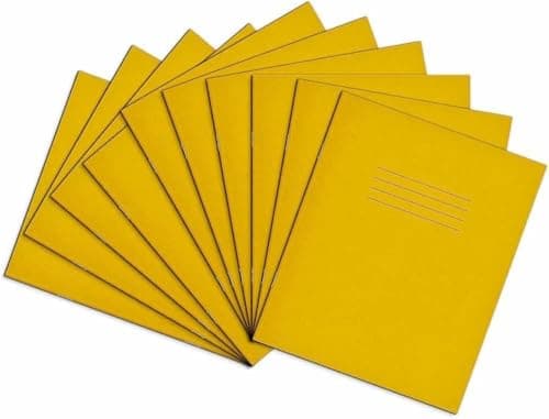 Image of Rhino 8 x 6.5 Exercise Books, 48-Page/Top Half Blank & Bottom Half 15mm Lined Paper Notebook, 10-Pack, Office & School Stationery Supplies, Yellow