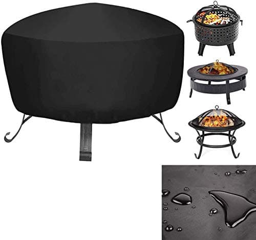Image of Fire Pit Cover,Waterproof And Weatherproof Heavy Duty Round Fire Pit/Table Cover Anti-UV Heavy Duty Gas Firepit Furniture Table Covers