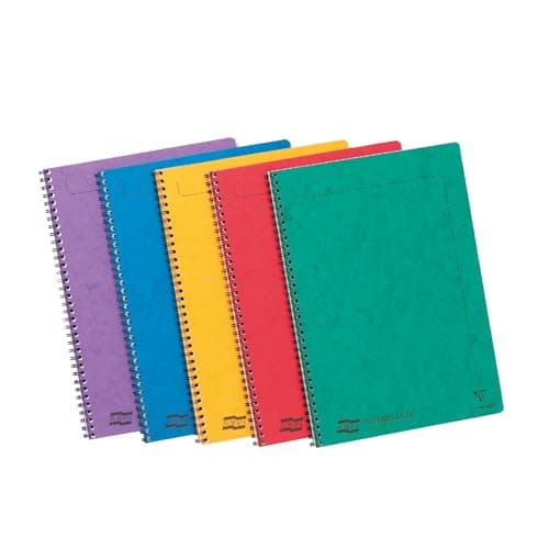 Image of Clairefontaine 4860Z Set of 10 Notemakers Europa Spiral Notebooks - A4 21x29.7 cm - 120 Detachable Ruled Pages - 90 g White Paper - Glossy Card Covers - Random Colours