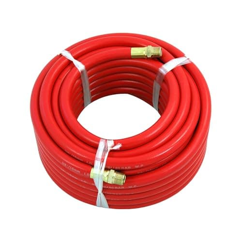 Image of Neilsen CT0003-3/8in x 50ft Rubber Air Hose | 300 PSI Working Pressure | Brass BSP Fittings | Flexible Heavy-Duty Hose for Air Compressor Applications