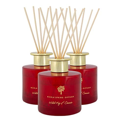 Image of Nicola Spring Wild Fig & Cassis Scented Reed Diffuser - 200ml - Pack of 3 - Aromatherapy 6 Sticks Air Freshener Home Fragrance Diffuser Fragrant Gift Set for Kitchen, Bathroom, Home