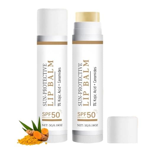 Image of Ceramide Lip Balm with SPF50 Pa+++- Kojic Acid & Beeswax Lip Balms,Lip Balm Spf 50,Chapped Lips,Daily Moisturising Lip Care for Hydrated Soft Lips, Sun Protection & Nourishment