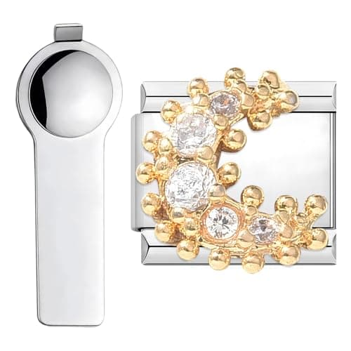 Image of VLYX Customizable Gold Bracelet Charms with Tool, Fits Italian Link Chains, 9mm Size