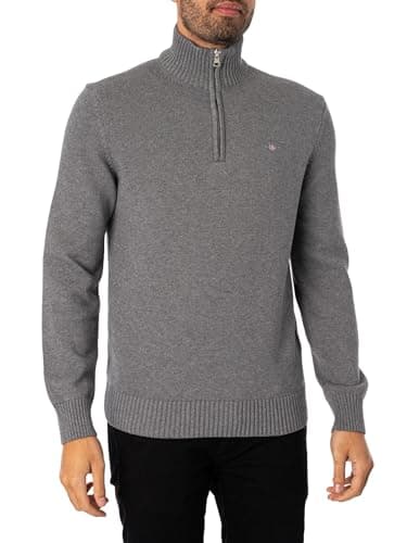 Image of GANT Men's Casual Cotton Halfzip Pullover, Dark Grey Blend, S