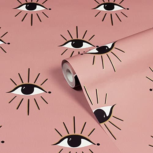 Image of furn. Theia Abstract Eye Printed Wallpaper, Blush
