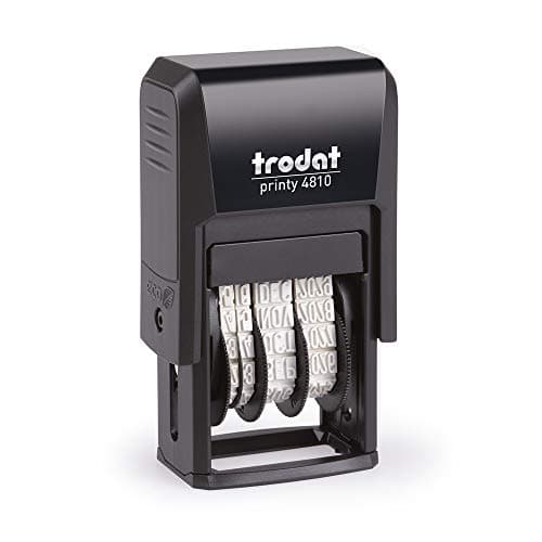Image of Trodat Printy 4810 Self Inking Date Stamp - Day, Months, (In Letters) Year - Black Ink Impression Size: 20 x 3.8mm