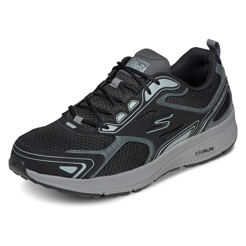 Image of Skechers Mens Go Consistent Running Shoe, Black Leather Synthetic Gray Trim, 8 UK