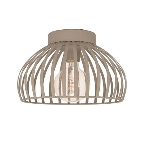 Image of Eglo Ceiling Lamp Mogano 3, Flush Mount Light Fixture for Living Room, Bedroom Lighting, Metal Beige, E27 Socket, Ø 28 cm