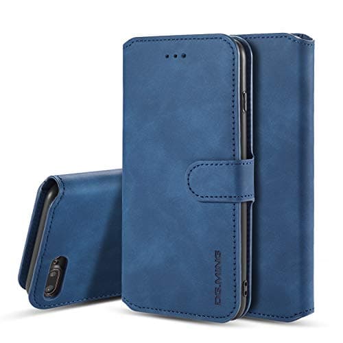 Image of UEEBAI Case for iPhone 6 Plus iPhone 6S Plus, Luxury PU Leather Case Vintage Wallet Flip Cover TPU Inner Shell [Card Slots] [Magnetic Closure] Stand Function Folio Shockproof Full Protection - Blue