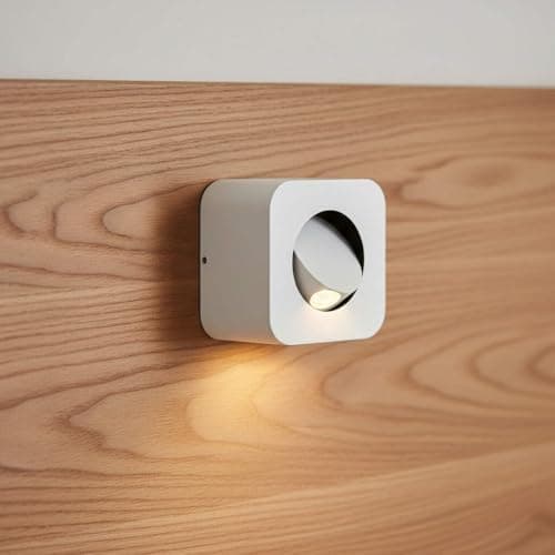 Image of Ultra Beam Lighting White Wall Mounted Bedside Lamp 3W – Square Adjustable Reading Light with 120 Lumen LED, Modern Bedroom Headboard Wall Light - Built in Tilt Switch - 3 Year Guarantee