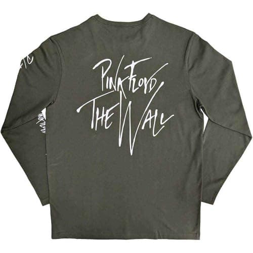 Image of Pink Floyd T Shirt The Wall Hammers Logo Official Unisex Green Long Sleeve M