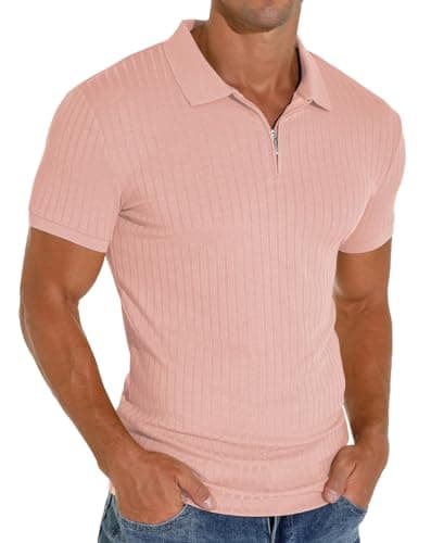 Image of Sailwind Men's Polo Shirts Zip Classic Stretch Slim Fit T Shirts Casual&Work (Washed Red, XL)