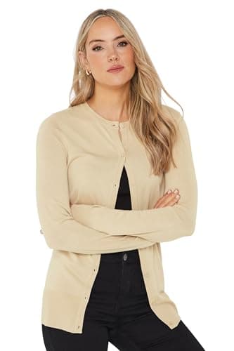 Image of Long Tall Sally - LTS Tall Natural Brown Button Down Knit Cardigan - Women's