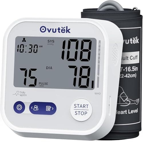 Image of Ovutek Blood Pressure Monitors Upper Arm, 8.7"-16.5" Large Cuff BP Machine Monitor with 245 Sets for 3 Users for Home Use, Large Display Automatic Digital Blood Pressure Machine with Batteries