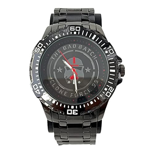 Image of Accutime Men's Disney LucasFilm Star Wars: The Bad Batch Gun Metal Gray Analog Quartz Wrist Watch with Metal Links for Boys, Girls, Kids All Ages (Model: BAD8013AZ), Gun Metal, Analog Wrist Watch