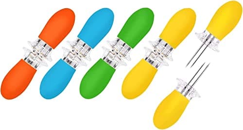 Image of 10Pcs/5Pairs Corn Holders Corn on the Cob Stainless Steel Corn Cob Holders BBQ Fork Skewers for Home Cooking Camping Parties (Multicolor)