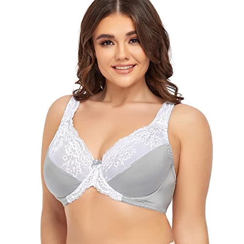 Image of Ayigedu UK Ladies Super Plus Size Underwire Full Coverage Bra Non Padded Minimizer Bras 38GG Grey