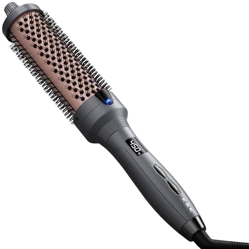 Image of K&K Upgarde Thermal Brush, Pro 38mm Hot Hair Styler Tool, Keratin Protect Heated Comb for Volume, Body, Bounce and Blow-Dry Style Curls, Mixed Bristle Brush for All Hair Lengths and Types
