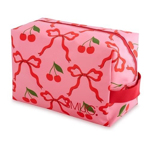 Image of SMUG Wash Bag | Waterproof Travel Toiletry Bags for Travelling, Gym, Shower, Shaving, Toiletries, Cosmetics & Makeup Bag | Large Washbag for Men & Women | Spacious & Easy to Clean | Red Cherries