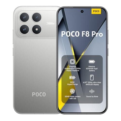 Image of XIAOMI POCO F8 Pro, Smartphone 12+512 GB, 6.59" 120Hz AMOLED Display, 50MP Triple Camera 60mm Telephoto, Sound by Bose, 6210mAh (typ) Battery, Titanium, Charger Not Included