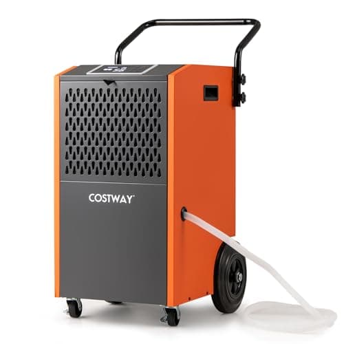Image of COSTWAY 73L/Day Commercial Dehumidifier, Industrial Electric Dehumidifiers with 24H Timer, Drain Hose, Auto Defrost, Temperature Protection & Humidity Control for Spaces up to 695m² (Orange)