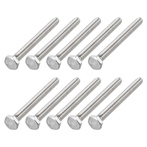 Image of METALLIXITY Hex Head Bolts (1/4-20 x 2-1/2") 10Pcs, 304 Stainless Steel 18-8, Fully Threaded, External Hex Drive, Plain Finish, Hex Head Screw Bolt, Silver
