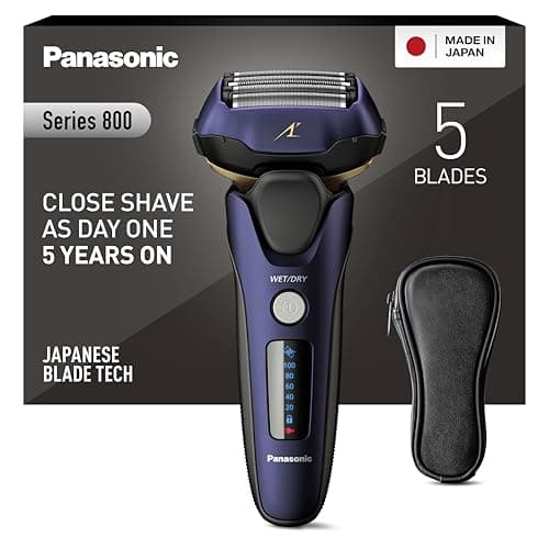 Image of Panasonic Series 800 ES-LV67 , 5-Blade Wet & Dry Electric Shaver For Men, Rechargeable, Responsive Beard Sensor, Multi-Flex 16D Head, Navy and Black