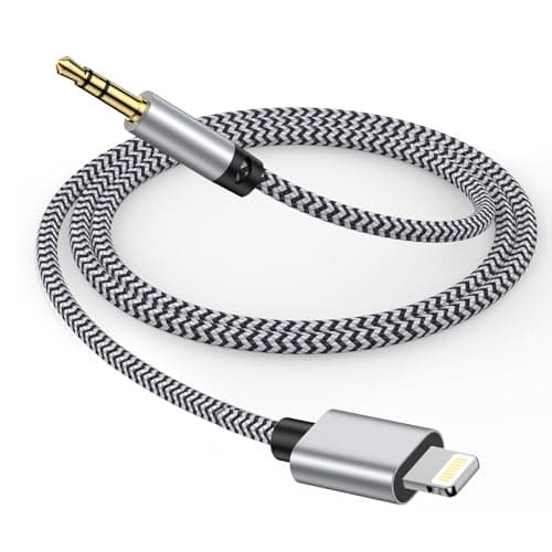 Image of Gaef Aux Cable for iPhone in Car, 3.5mm Headphone Jack Aux to Lightning Cable, Audio Aux Lead Cord for Car Stereo/Headphones/Speaker, Compatible with iPhone 14/13/12/11/Pro/Xs/XR/X/8/7/Pad/iPod -1M