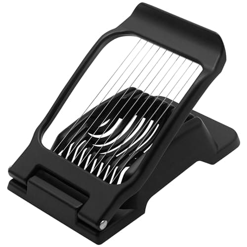 Image of Egg Slicer, Heavy Duty Metal Egg Slicer Cutter for Boiled Eggs Dishwasher Safe, Manual Eggs Slicer Cutting Wire Made of Stainless Steel for Kitchen, Black