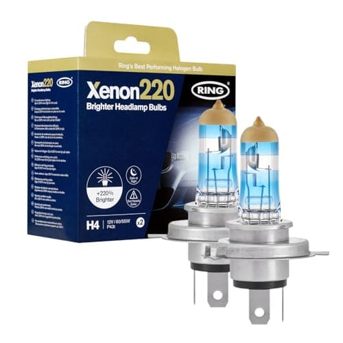 Image of RING H4 Xenon220 Brighter Head Lamp Set (2 Bulbs) - E Approved & Road Legal
