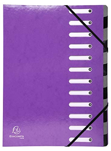 Image of Exacompta - Ref 53926E - Iderama Collection - Harmonika Multipart File - 245 x 320mm in Size, Suitable for A4 Documents, 12 Multicoloured Tabbed Sections - Purple
