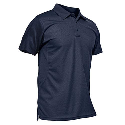 Image of KEFITEVD Men's Summer Quick Dry Short Sleeve Polo Shirts Lightweight Fishing Tees,Navy Blue,M